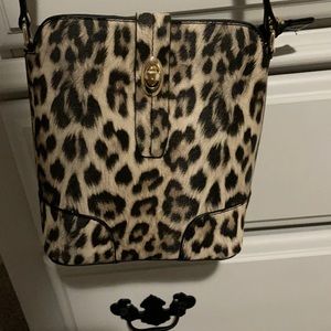 Cheetah print crossbody purse.